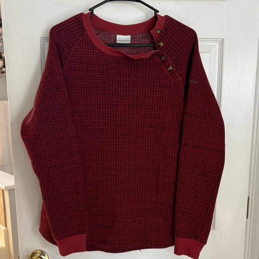 Men's Red Sweater with Button Detail